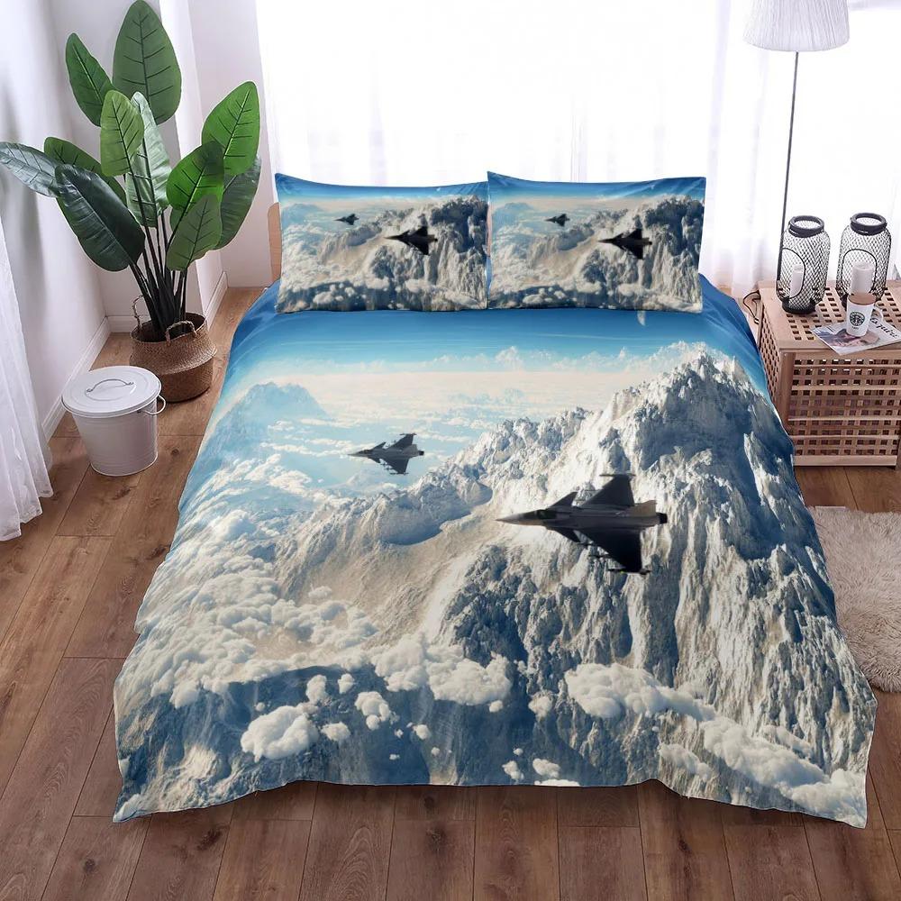 3D Print World Ranking Air Fighter Soft Duvet Cover Set UK Single Double Quen US Twin Ful King-Sized Dimensionsd Dimensions Bed Polyester Comfortable
