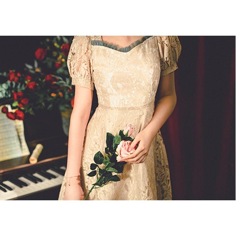 Buy 21 Summer Vintage Dress Bowknot A Line Elegant Lace French Fairy Dress Female Square Collar One Piece Dress Korean Weddings At Affordable Prices Free Shipping Real Reviews With Photos Joom
