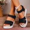 Women’s Woven Roman Strap Block Heel Sandals Open Toe Comfortable Summer Shoes