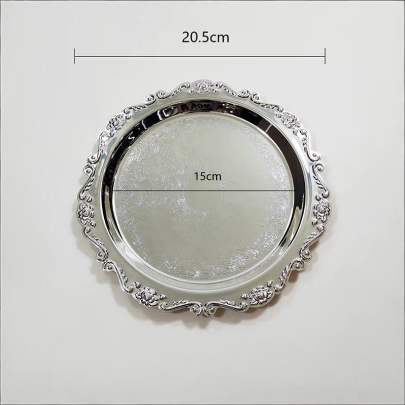 Retro Luxus Versilberte Teller Kuchen Dessert Tablett High Tea Snack Obstschale Schmuckaufbewahrung Tischdekor Haus El Zubehör
