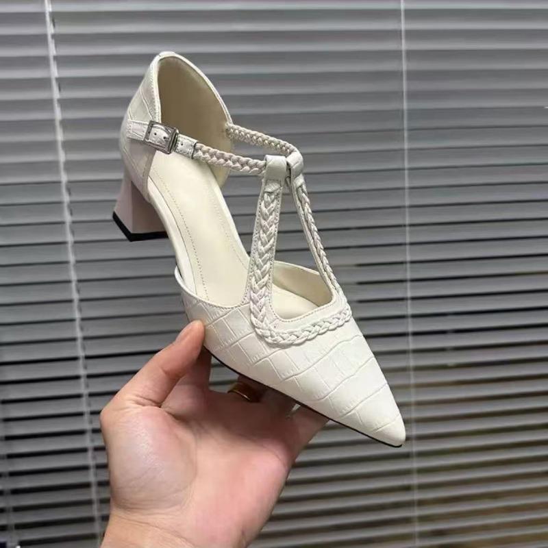 

Fashion Designer High Heels Sandals Women s Pointed Toe Weave Shoes Chunky Summer 2025 Party Pumps Shoes New Elegant Mujer De Zapatillas 40 белый
