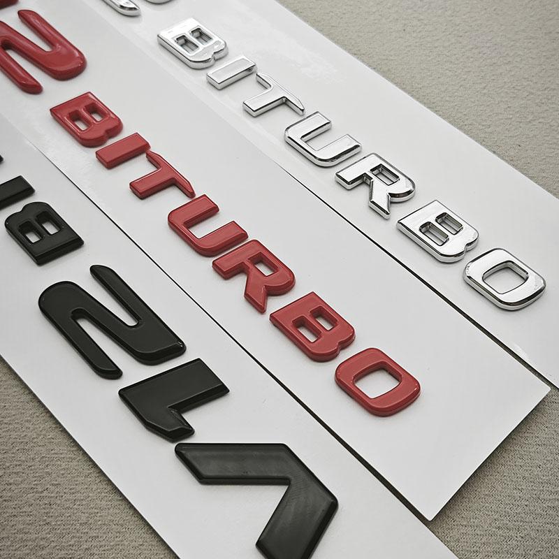 Emblem Adhesive 3D ABS Black Chrome with Letters for Car Side Bumpers V12 BITURBO Logo for G63 G65 Auto Accessories