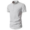 Summer Solid Stand Collar Men's Casual Shirt Buttons Short Sleeve White Black Shirts Men Pullover Top