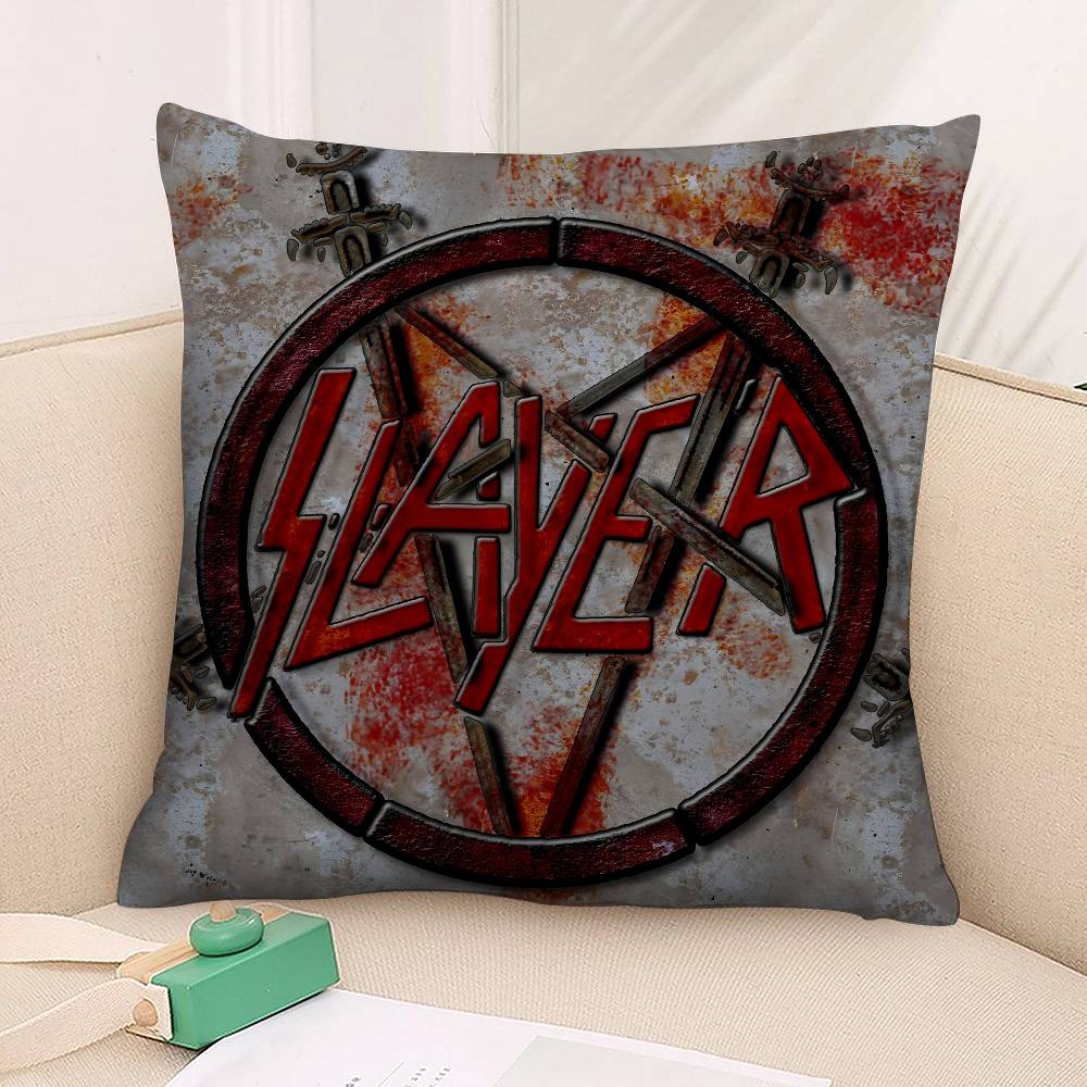 Classic Band S-Slayer Pillow Case Square Double‑Sided Print Cushion Case For Sofa Home Bedchamber Decor Gift