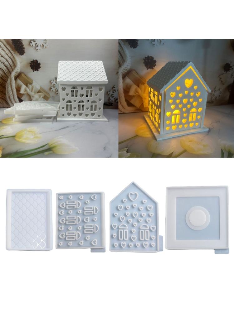Epoxy Candlestick Silicone Mold Candle Base Mould Heart House Candle Stand Molds Ornaments Home Decorations Mould