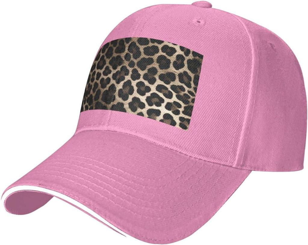 Leopard Print Baseball Cap Polyester Adjustable Sun Protection Casual Dad Hat for Unisex Adults