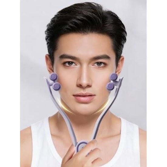 Facial roller small face Y-shaped symmetrical lift care beauty device microcurrent full body neck unisex gift (purple)