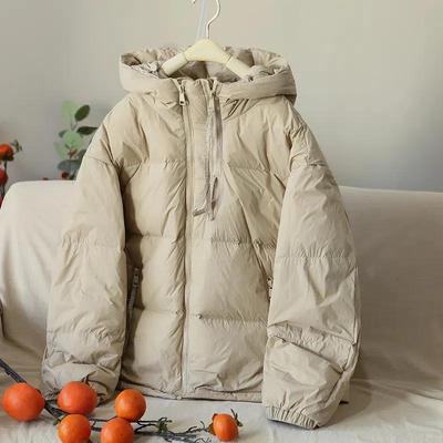 Giacca Invernale da Donna Monocolore con Cappuccio Larga Calda in Cotone Giacca Corta Ispessita