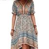 Ladies Vintage Long Floral Print Summer Dress Women Loose Casual Button Bohemian Beach Dress Women Sundress Robe Vestidos Female