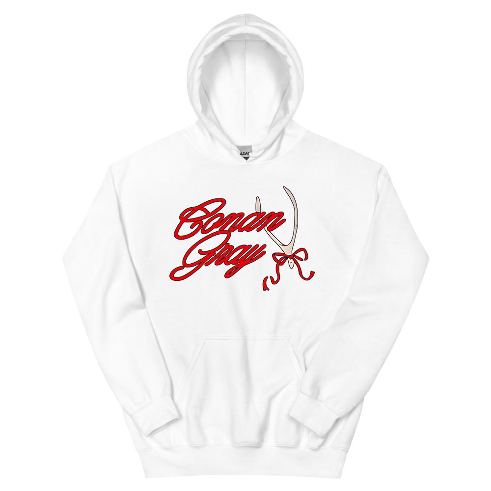 CONAN GRAY RED RIBBON WISHBONE HOODIE Winter Fleece Hooded Sweatshirts Graphic Men Women Clothing Fashion Hoodies