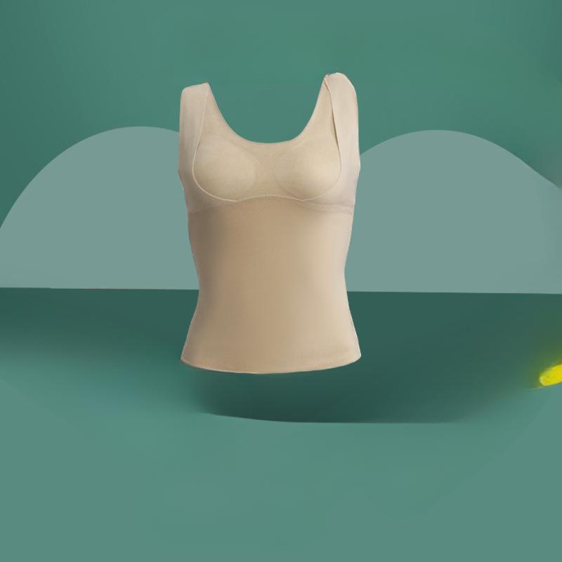 

Женские размеры плюс с бархатным утолщением, теплый зимний жилет, бесшовный, с фиксированным наполнителем, бюстгальтер-вице-молочный 5XL телесный