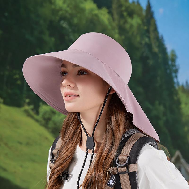 Summer big brim sun hat children outdoor cycling hiking shawl neck protection sun protection hat big head circumference breathable bucket hat