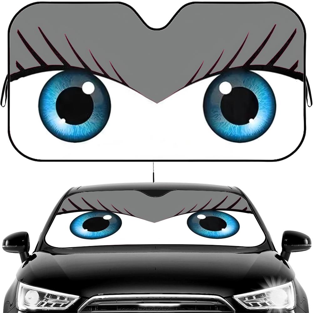 Cute Girl Car Eyes Sun Visor Car Windshield Sun Shade  Front Window Sunshade UV Block Heat Insulation Cover Parasol