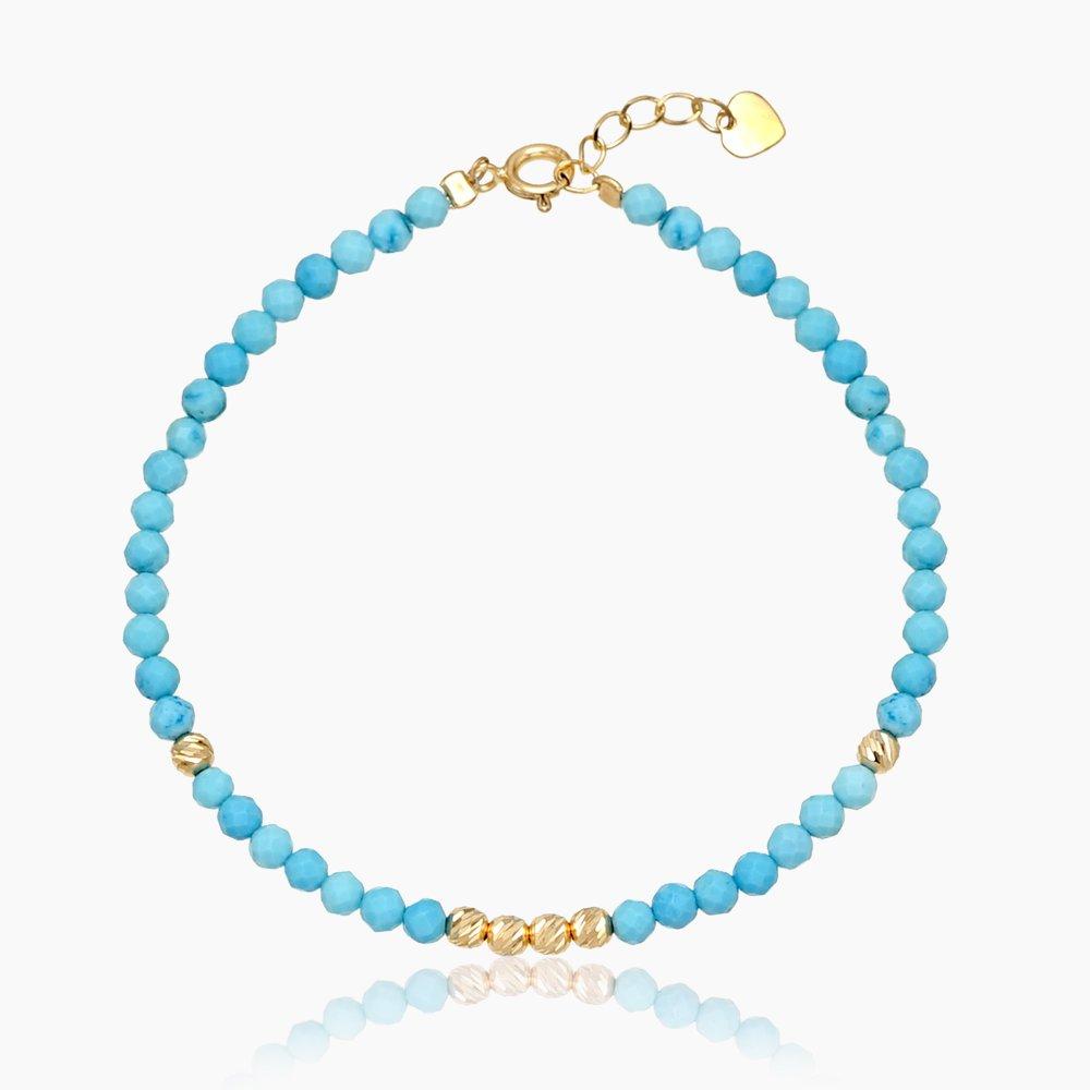 [Own] 14K Italian Cut Ball Turquoise Bracelet