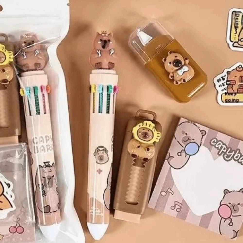 Cartoon Capybara Stationery Set Kawaii Student Tools Gift Kit Kids Stationery