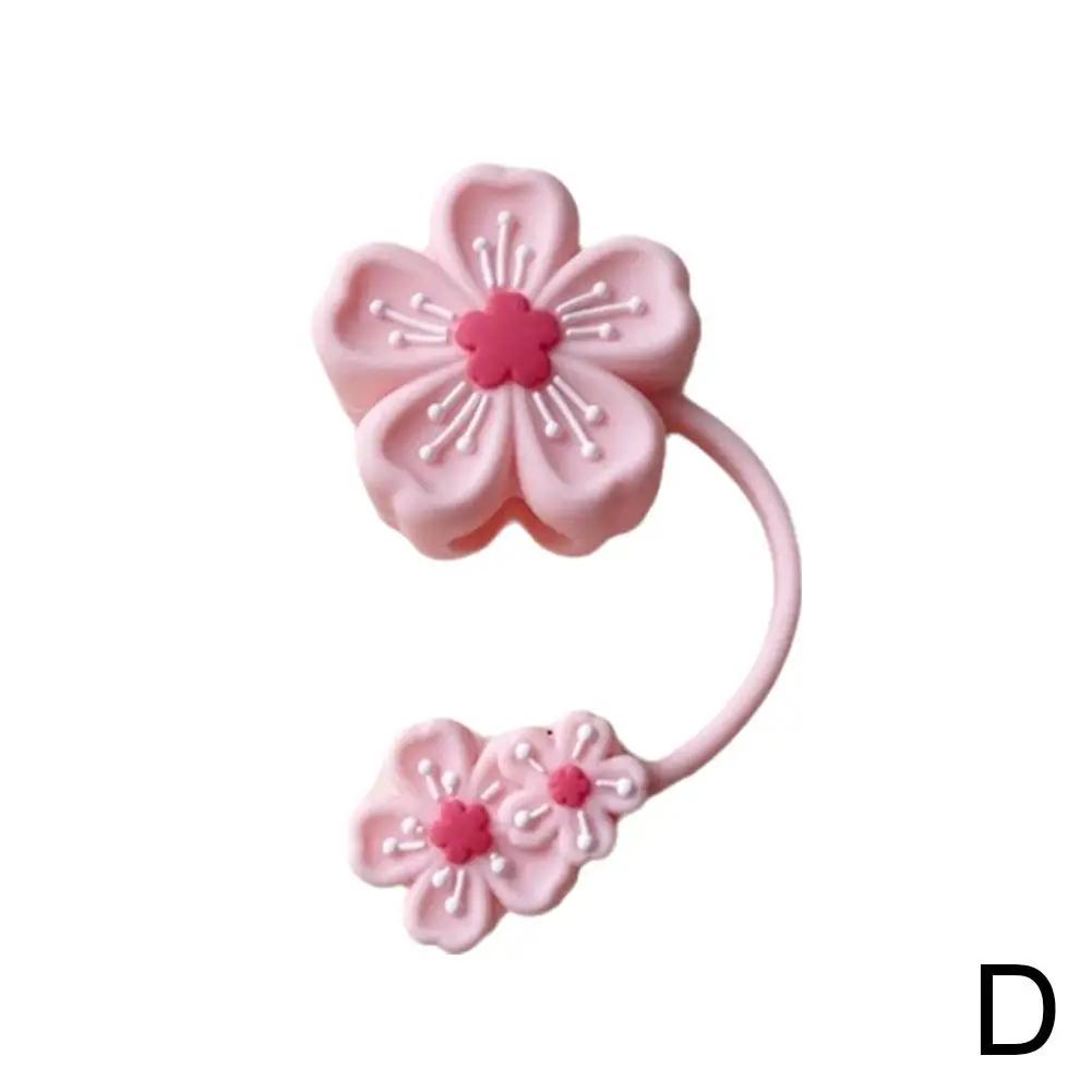 

1PCS Cartoon Cute Flower Straw Cap Soft Silicone Traw Tips Lids Anti Dust for Stanley Cup Straw Covers Accessories Q2I9 рожевий