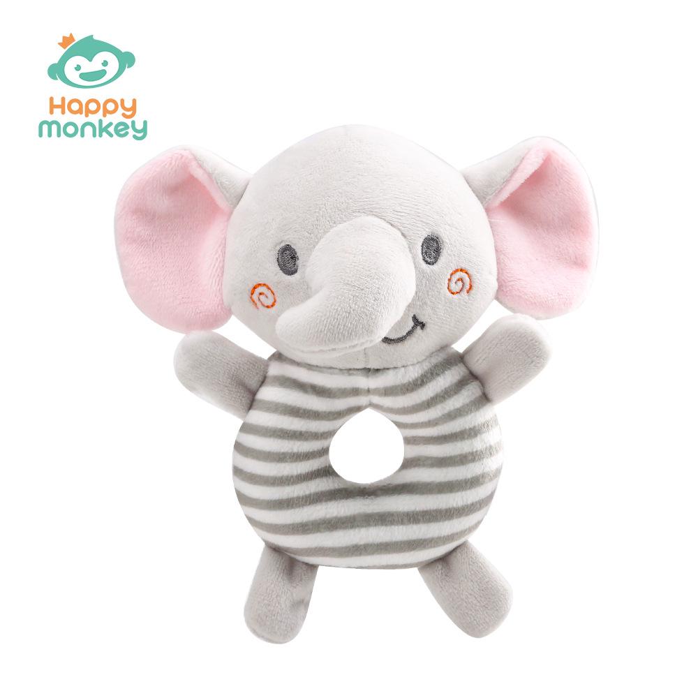 Happy Monkey Baby Plush Rattle and Teether Toy for Newborns