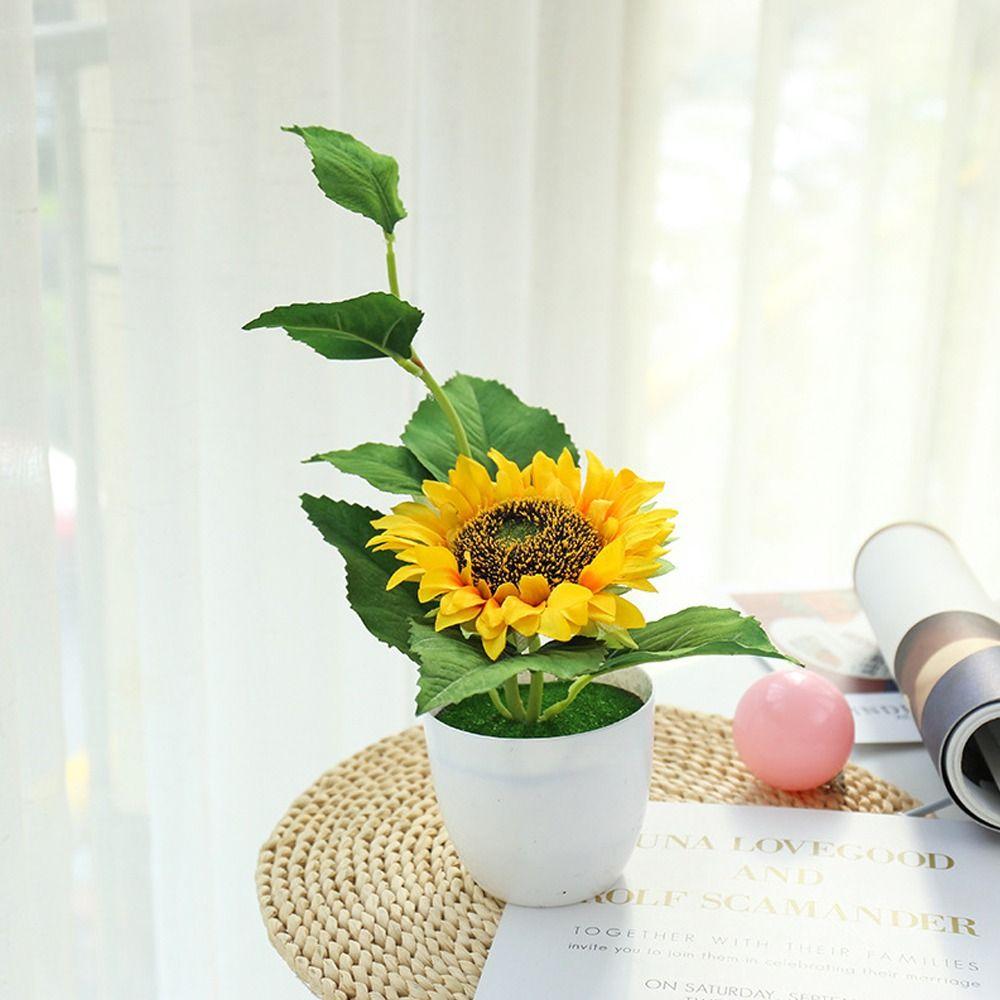 Mini Artificial Plants with Pot Simulation Flower Fake Flower Artificial Sunflower  Home Decor