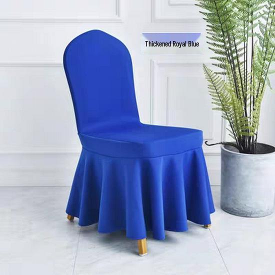 Thick Air-Layer Sun Skirt Chair Cover for Weddings, Banquets, and Conferences - No-Tie Bow Design