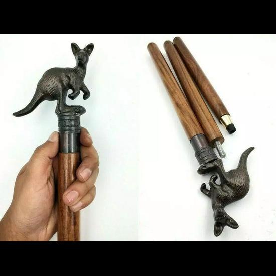 

Металлическая ручка с антикварной отделкой в ​​виде головы кенгуру, деревянная трость-трость-трость