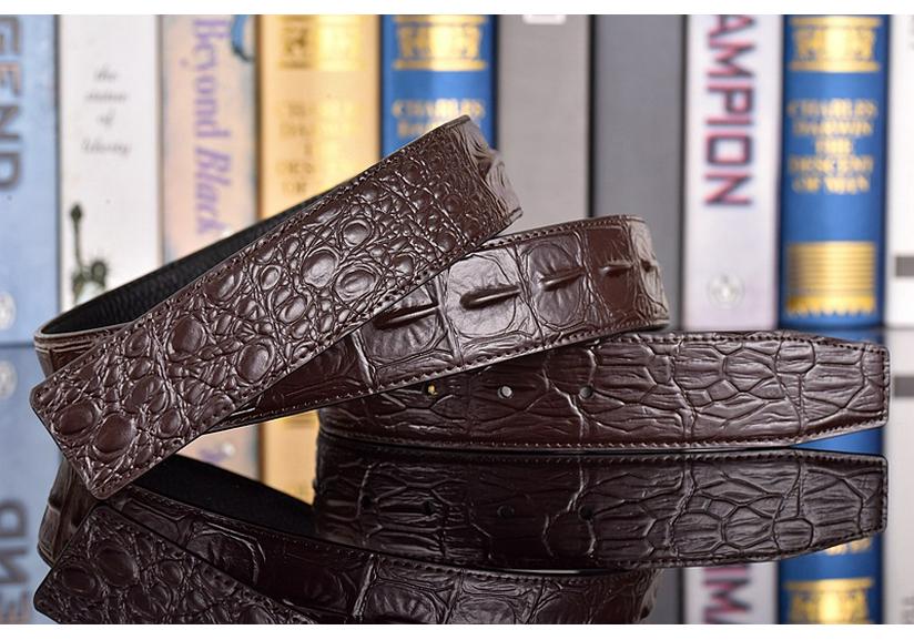 Crocodile Pattern Headless Men's Leather Belt, Perforated Belt Strip, Genuine Top-Layer Cowhide.
