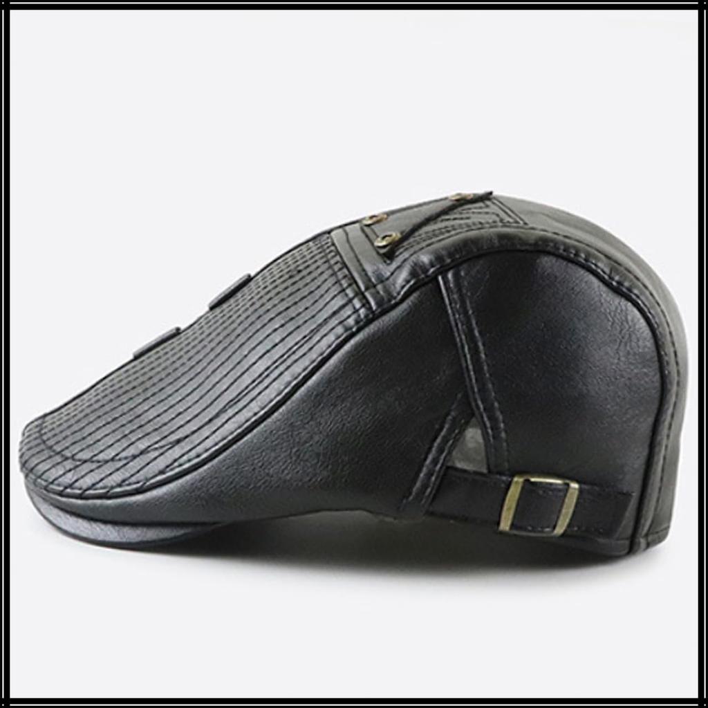 White Fang Hunting Retro Leather and PU Stylish for CZ569 Cap, Stitched, Cool, Leather, Dandy, Adults, Men's, (Navy)