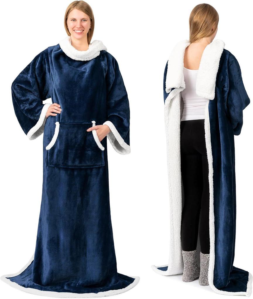 Hooded Super Large Flannel TV Blanket - Wearable, Warm, & Thick Lambswool Cold Protection for Lazy Days