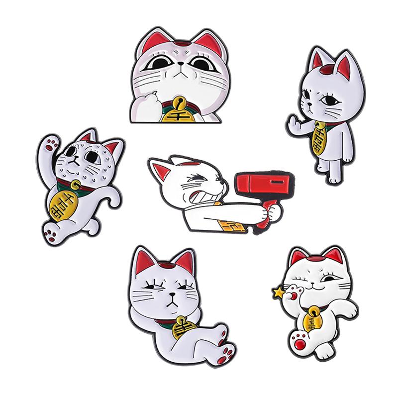 Xiaomi Anime Turbo Granny Cat Collection Enamel Pin Lucky Cat Reading Fierce Cat Holding A Red Hair Dryer Brooch Bag Badge Jewelry Gift