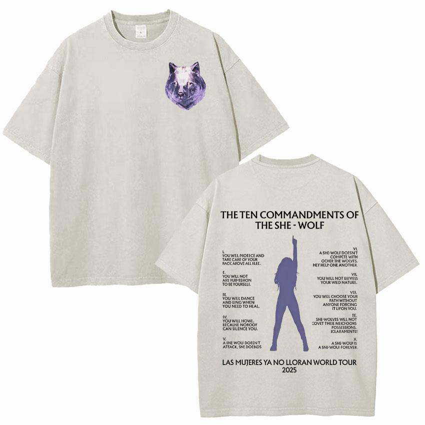 Singer Shakira Las Mujeres Ya No Lloran World Tour Tshirts Mens Hip Hop Tshirt Vintage Washed Summer Oversized Cozy Tee Shirt
