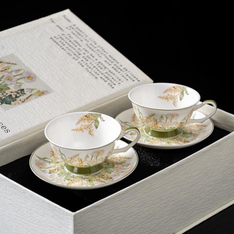 High-Value Light Luxury Bone China Coffee Cup And Saucer Gift Box Set, New Year'S Anniversary Activities, Practical Afternoon Tea Accompaniment
