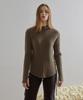 ETMON Slit Sleeve Side Strap Knit Top Khaki