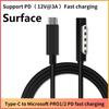 Surface Charging Cable Type C, PD Fast Charging 15V 3A for Surface Pro 8/7/6/5/4/3 Go3/2/1 Laptop4/3/2/1