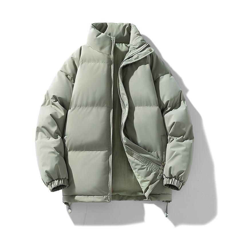 Winter Simple Solid Color Stand Up Collar Cotton Jacket Men's Korean Version Thick Warm Cotton Jacket Casual Versatile Couple's Bread Jacket