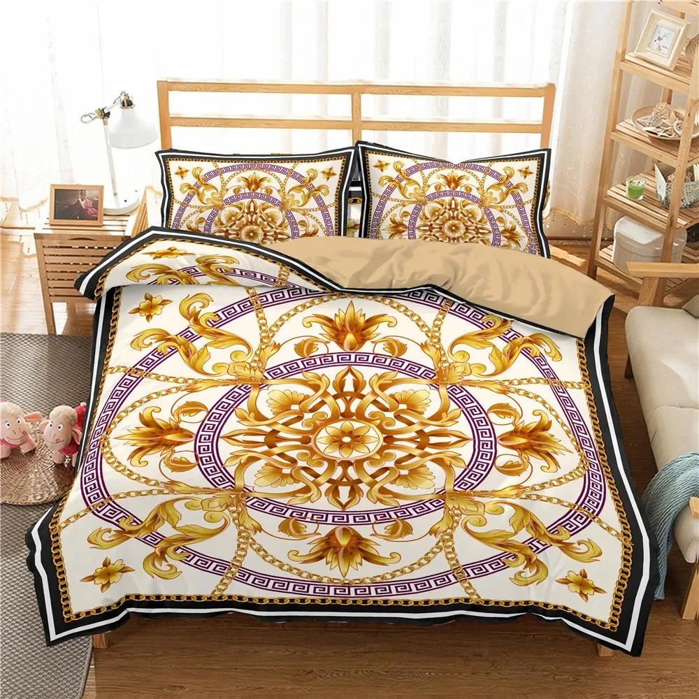 23pcs Bedding Set Luxury Duvet Cover Set Home Decor Bed Set Golden Duvet Cover  Comforter Cover with Pillowcase Full Queen Size