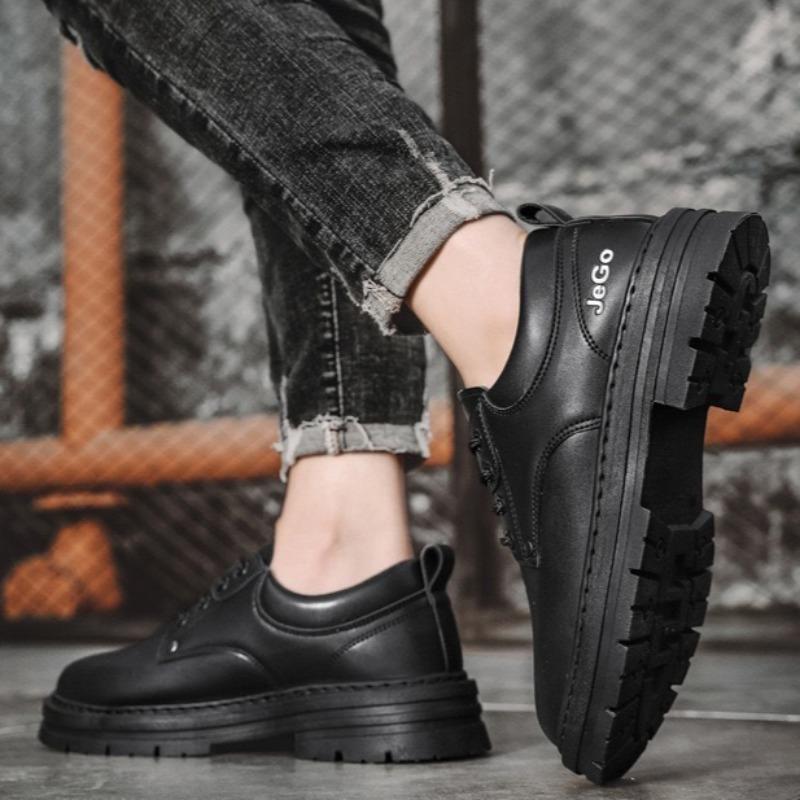 Fashion Shoes for Mens Retro Tooling Shoes British Platform Wide Round-Toe Derby Shoe Low-Top Fad Casual Men's Shoes Zapatillas Comodas