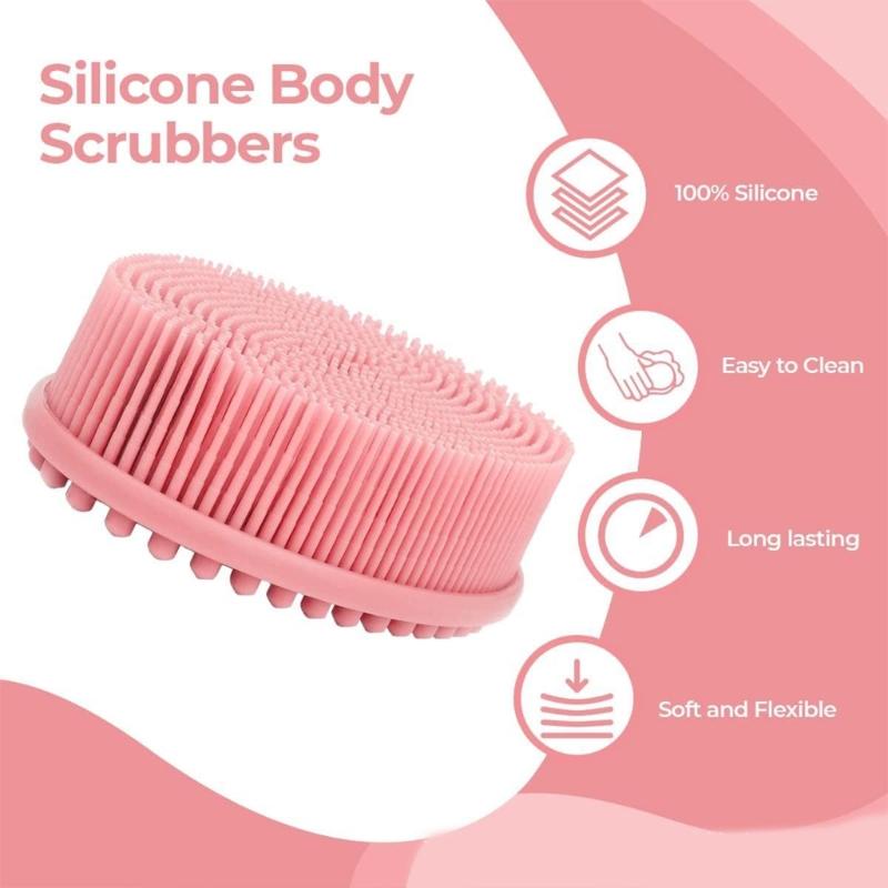 Hypoallergenics Silicone Body Scrubber For Adults And Kids Friendly Bath Brush With Flexible Bristles