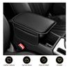 Universal Car Center Console Cover Leather Material Soft Cushion Leather Armrest Cover 2 Storage Bags Durable Protective Cushion