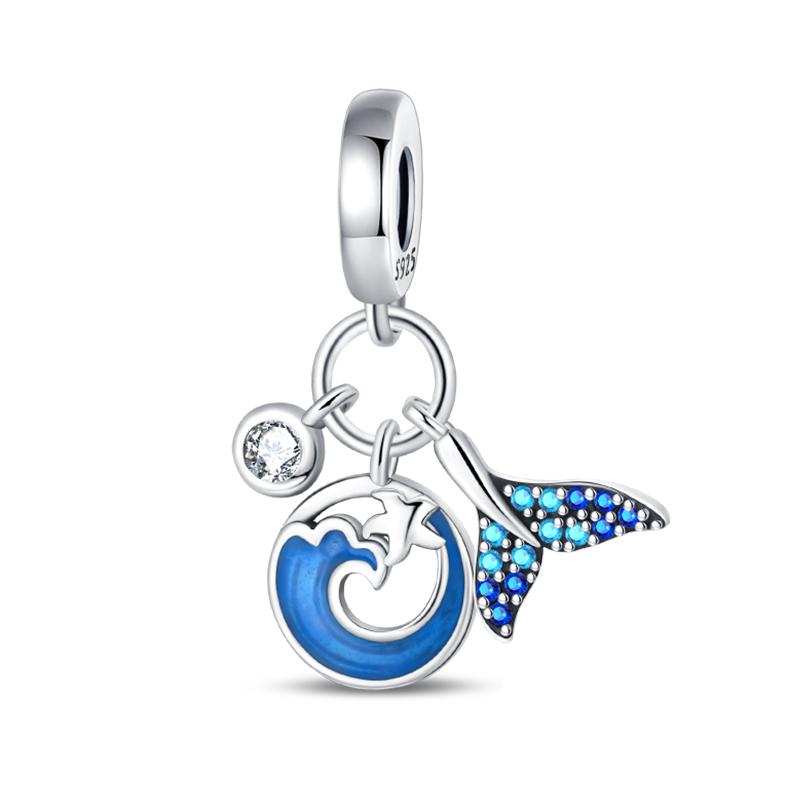 Copper Jellyfish Dolphin Turtle Starfish Shell Luminous Ocean Series Charms Beads Fit 3Mm Original Bracelets Diy Jewelry