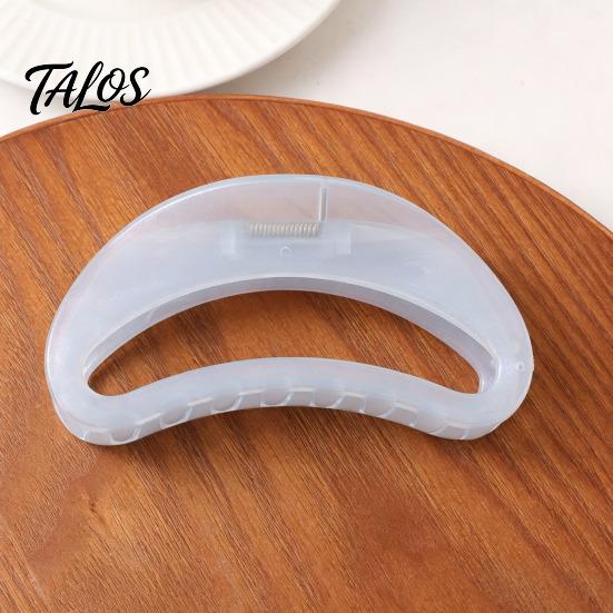 Versatile Hair Claw Strong Grip Claw, Jelly Semi-Transparent Clip with Anti-Slip Teeth, Crescent-Shaped Burr-free Openwork Accessory for Medium