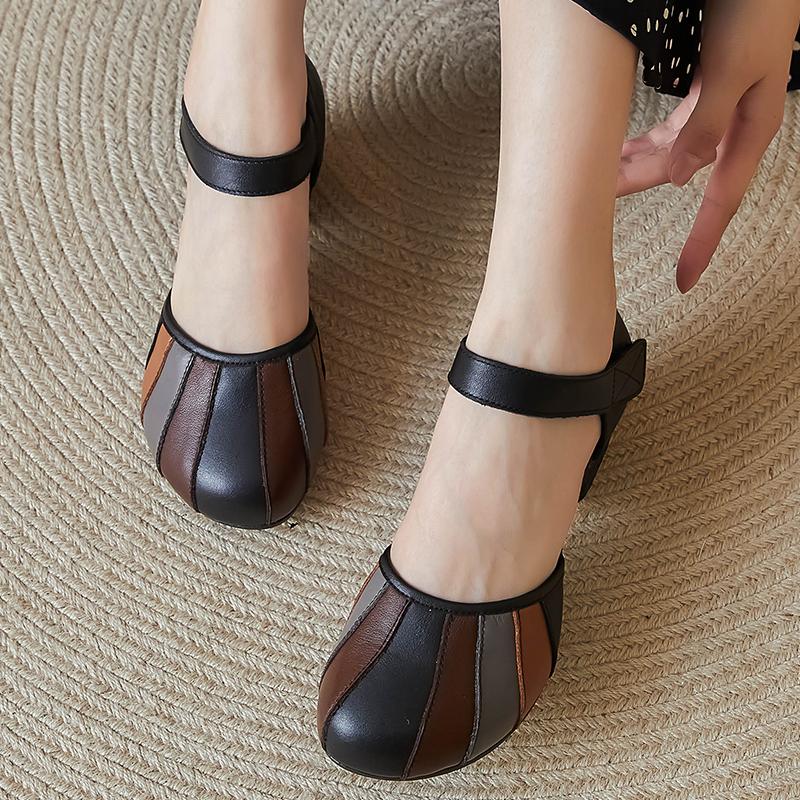 Fashion GKTINOO Genuine Leather Retro High Heels Sandals Women Shoes Buckle Strap 2025 New Spring Summer Lady Platform Sandals