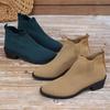 Large Size Flying Knitted Boots Women's Autumn Low Heel Pointed Breathable Boots Women's Chelsea Boots