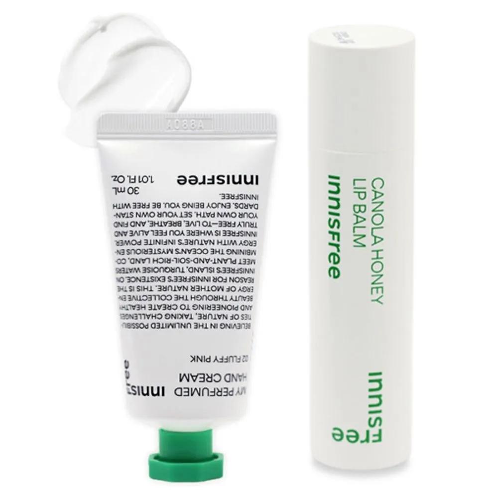 Innisfree My Perfumed Hand Cream 30ml (02 Fluffy Pink) + Canola Honey Lip Balm