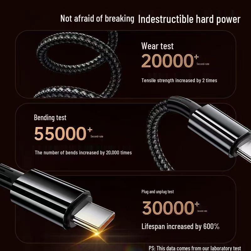 6A Type-C Super Fast Charging Braided Data Cable, 240W Flash Charge for Vivo, Huawei, Honor, and Car Charging