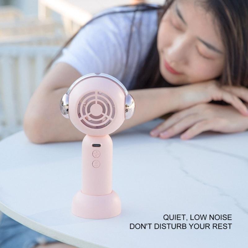 Lovely Handheld Misting Fan With Atomization Function USB Rechargeable Small Pocket Mist Fan 500mAh White