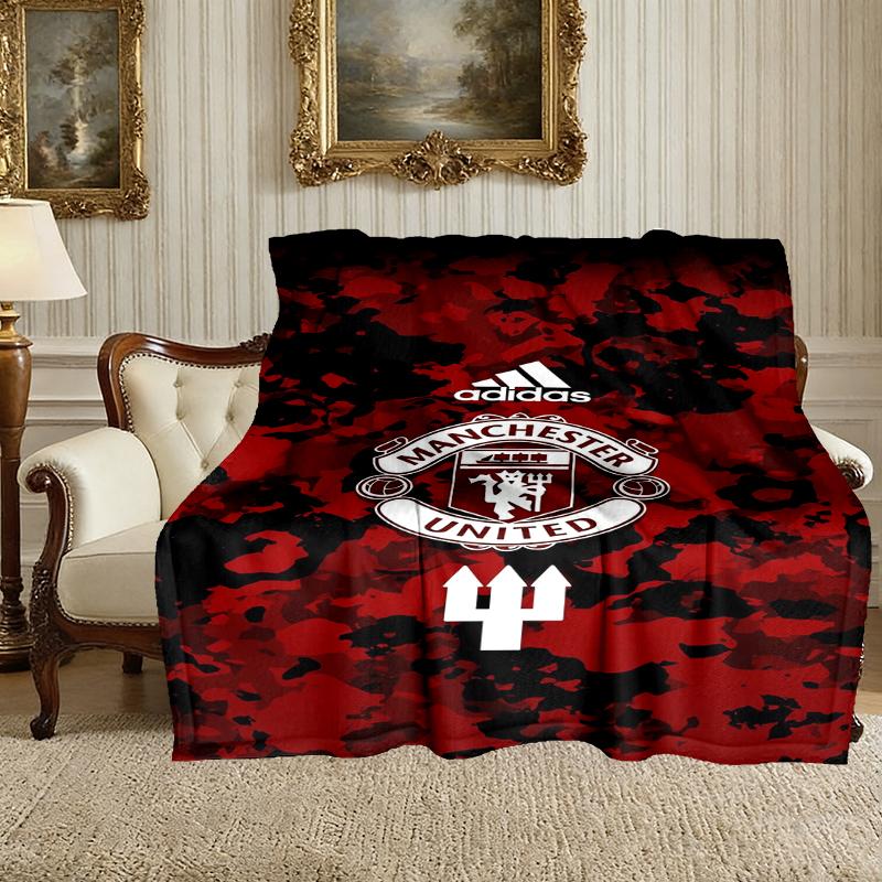 1pc Digital Print Nap Blanket, Manchester United Manchester City Blanket for Home Use, All Season Warmth, Christmas and Valentine's Day Gift Blanket