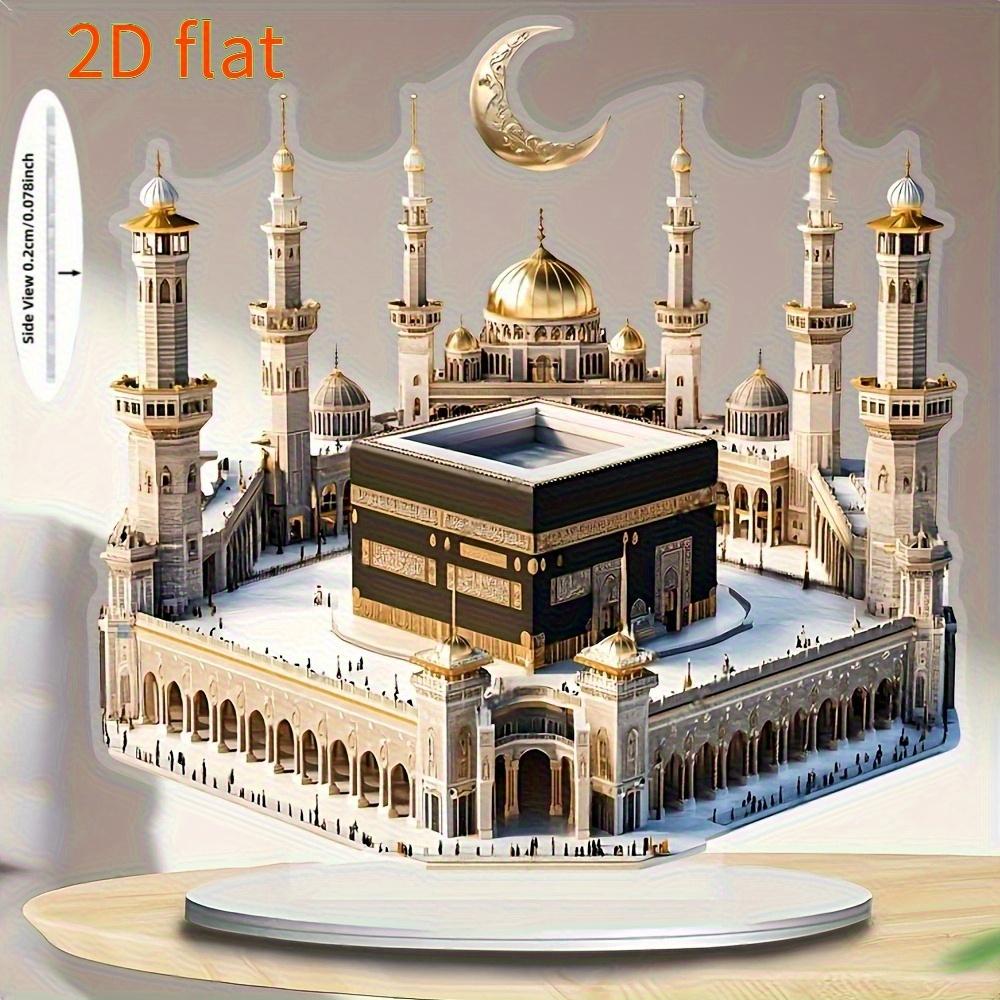 1Pcs Acrylic Mosque Model Desktop Decoration for Eid Al Fitr and Ramadan Home Decoration Desktop Party Decoration Supplies