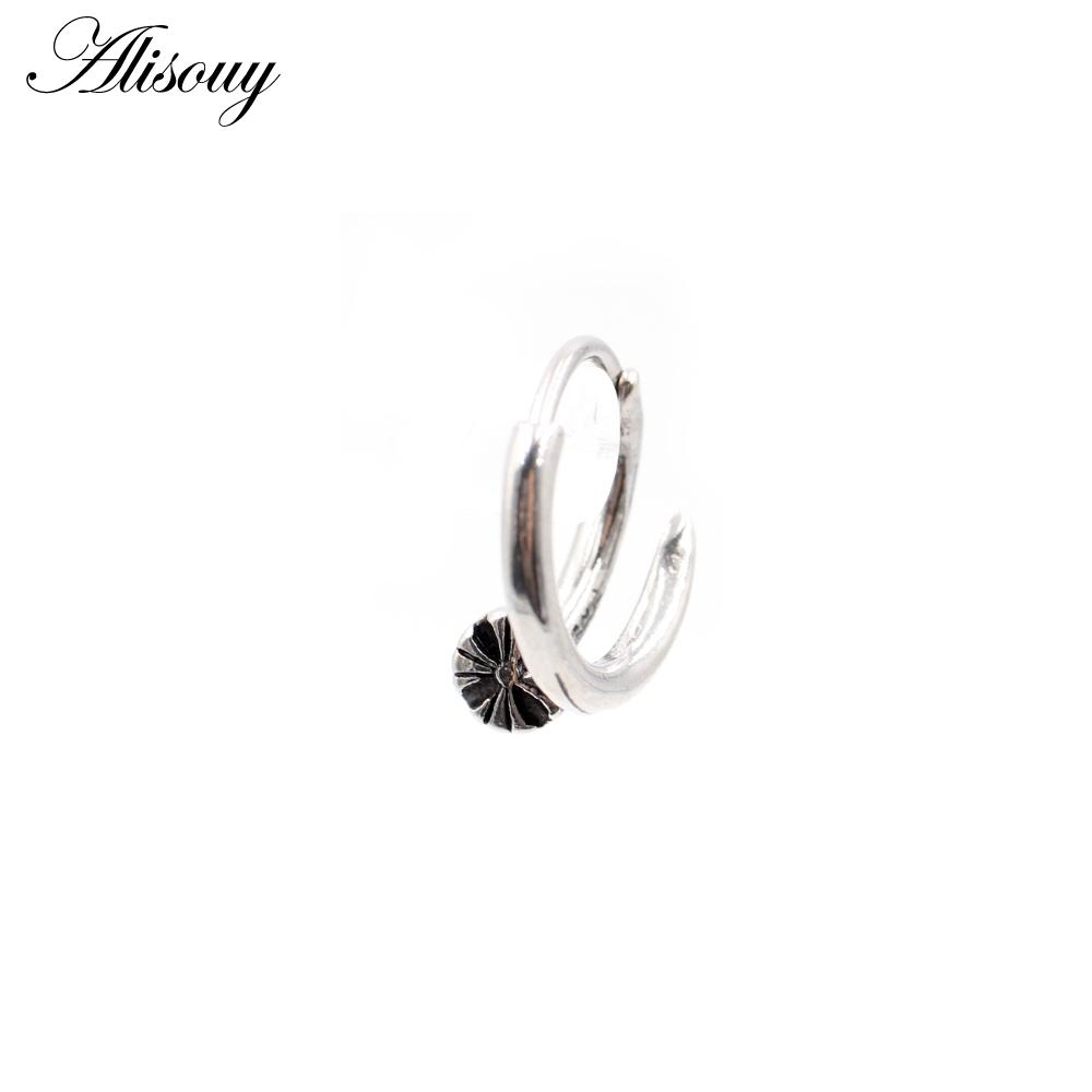 Alisouy 1 Stück Punk Gothic Twist Blatt Knochen Edelstahl Einfache Runde Kreis Creolen Rock Roll Herren Frauen Hip Hop Schmuck
