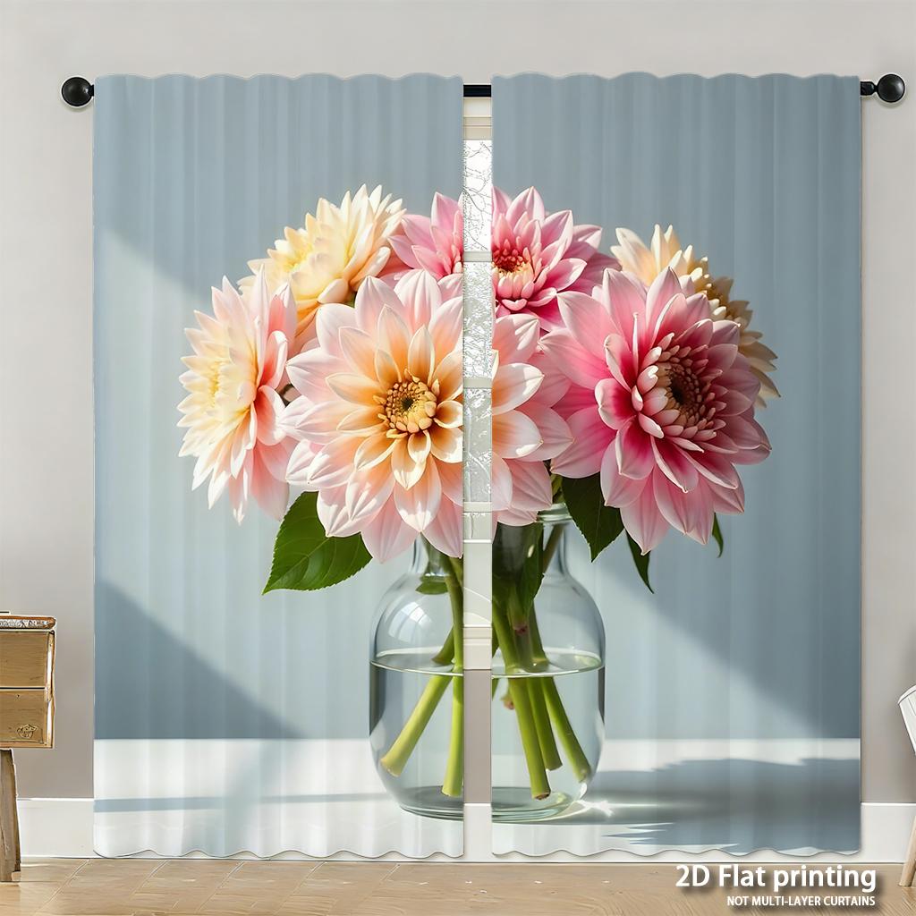 Piece Set High Definition Digital Printed Curtainsautumnpumpkinsorangewhiteleavesfallstylehome Decoration Style Curtain Made Of Polyester