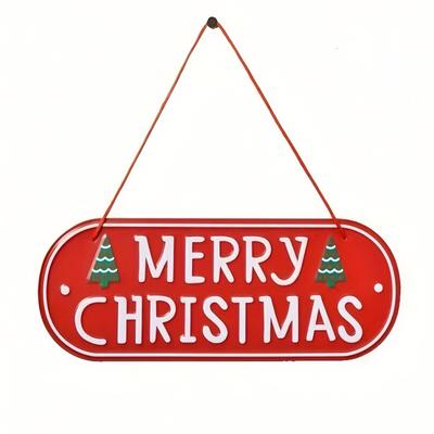 1 Stück, Merry Christmas Plakettenlogo, Haustürdekoration, Heimdekoration, Weihnachtsbaumschmuck