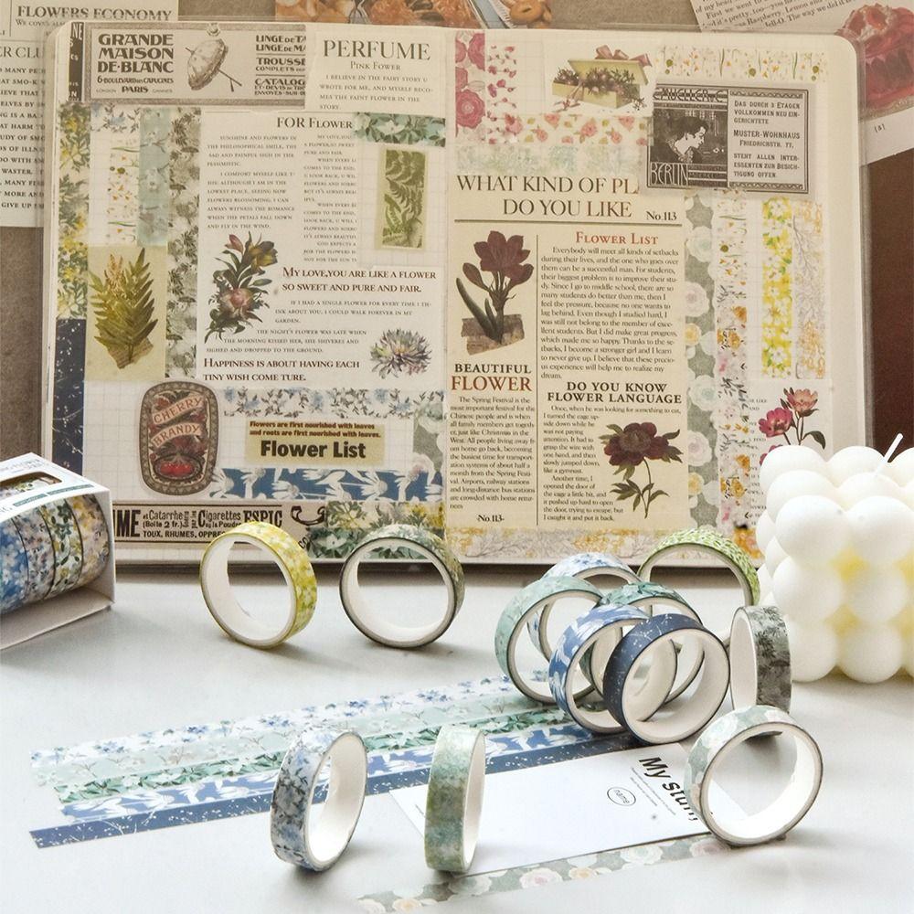 5 Rolls Spring Flower Washi Tape Self-adhesive Artistic Tape  Craft Making